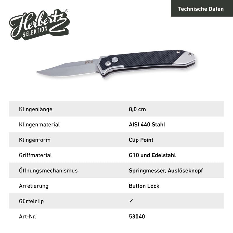 Briceag Automatikmesser Herbertz Selektion - Oțel 440A, Mâner G-10, Button Lock