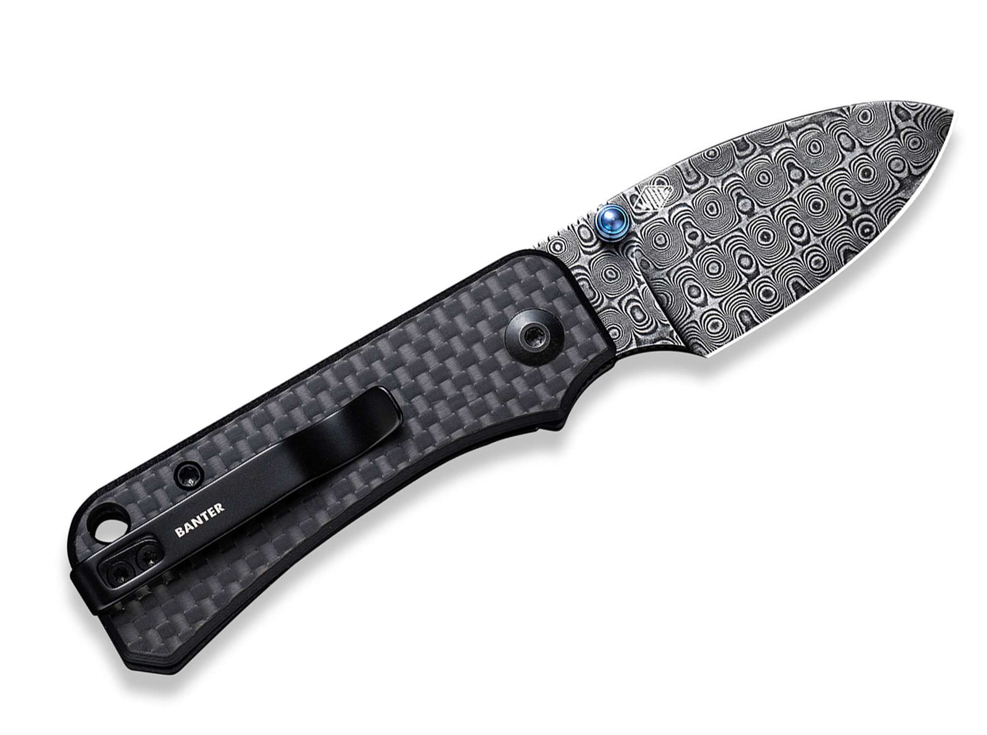 Briceag Baby Banter G10 CF Black Damascus CIVIVI- Lama Damasc, Maner G10 Carbon