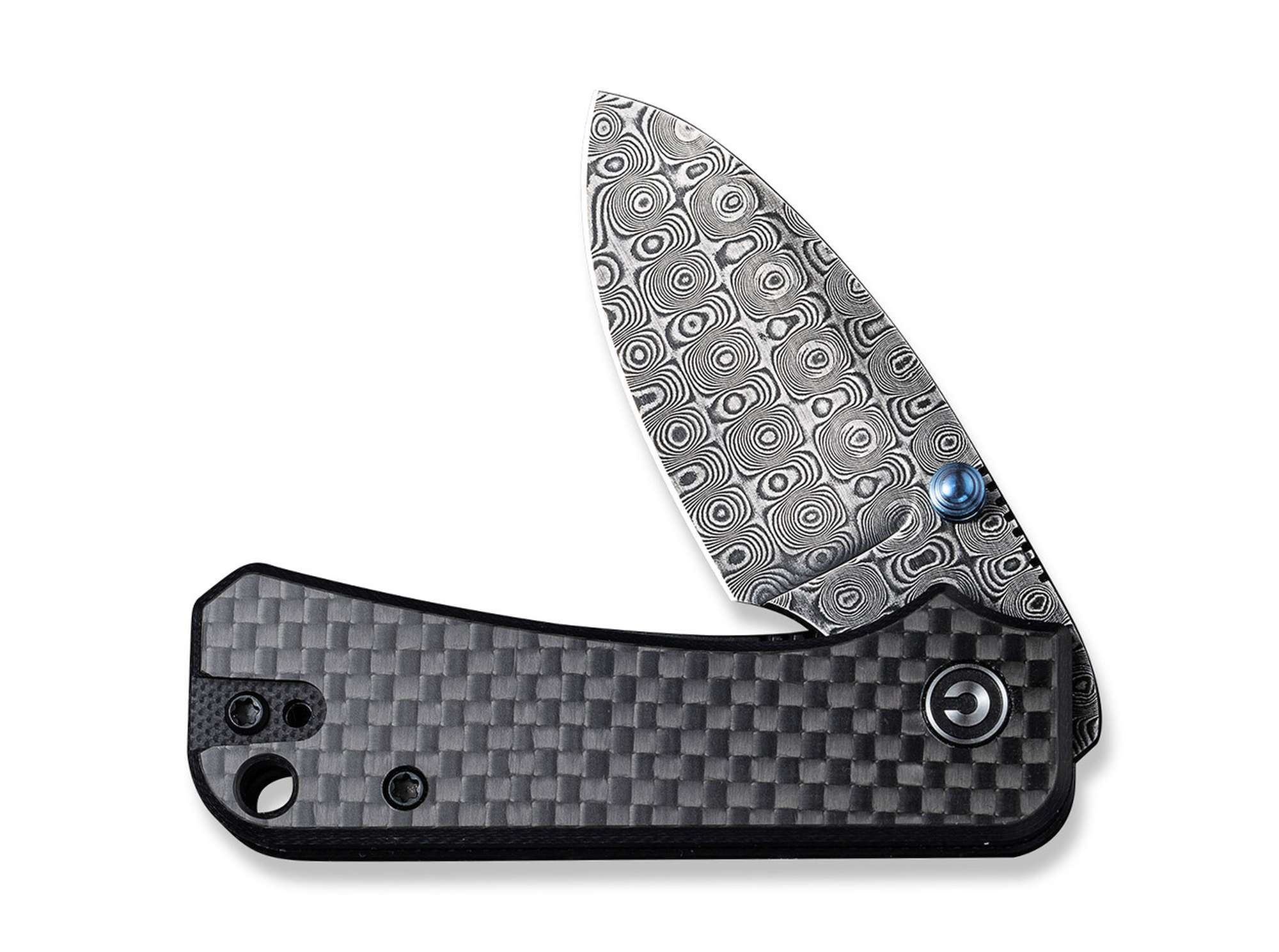 Briceag Baby Banter G10 CF Black Damascus CIVIVI- Lama Damasc, Maner G10 Carbon