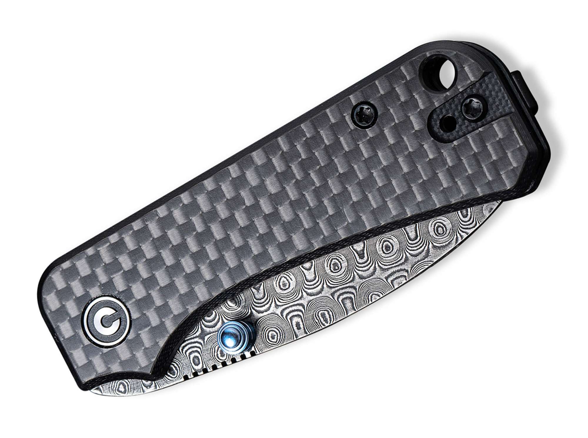 Briceag Baby Banter G10 CF Black Damascus CIVIVI- Lama Damasc, Maner G10 Carbon