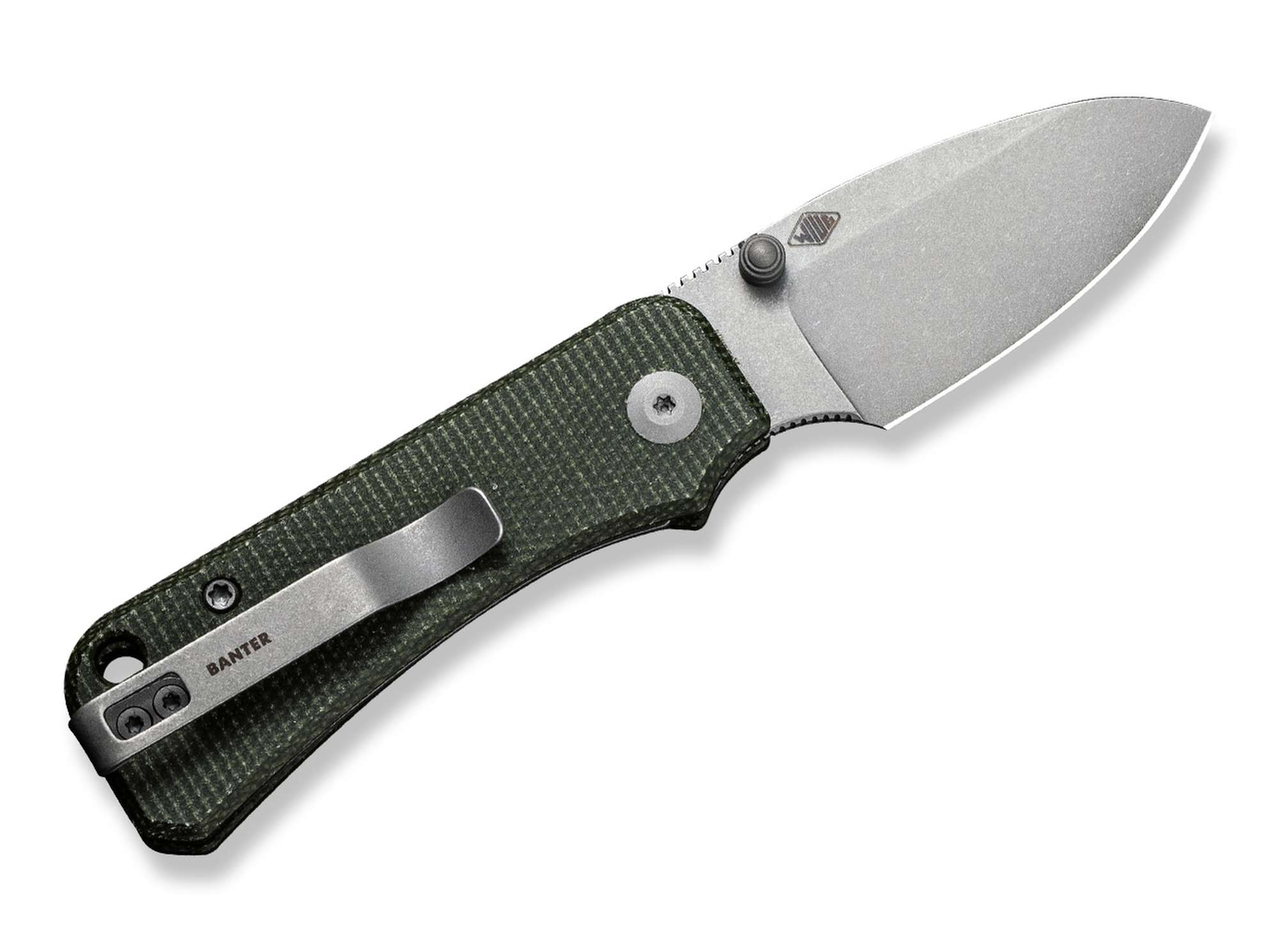 Briceag Baby Banter Micarta Dark Green CIVIVI- Lama Nitro-V, Maner Micarta