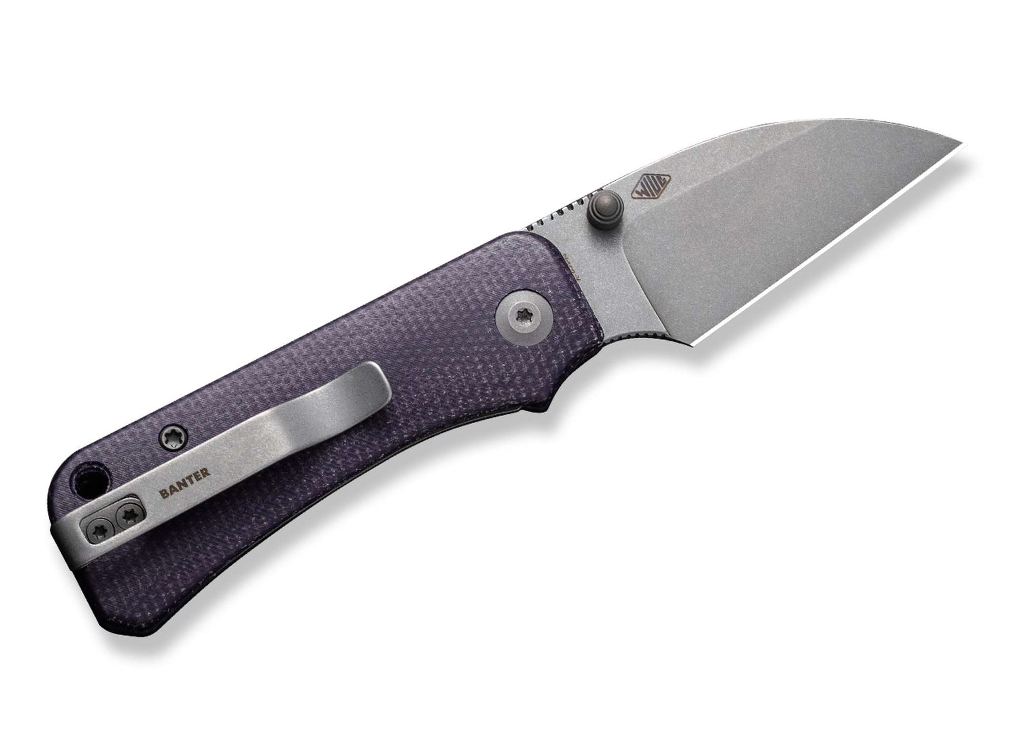 Briceag Baby Banter Wharncliffe Micarta Purple CIVIVI- Maner Micarta Mov, Lama Nitro-V