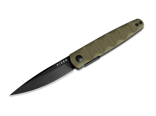 Briceag Bamboo Nitro-V Black PVD OD Green G10 Kizer- Design Slim, Utilizare EDC