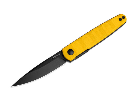 Briceag Bamboo Nitro-V Black PVD Yellow G10 Kizer- Subtire, Robust