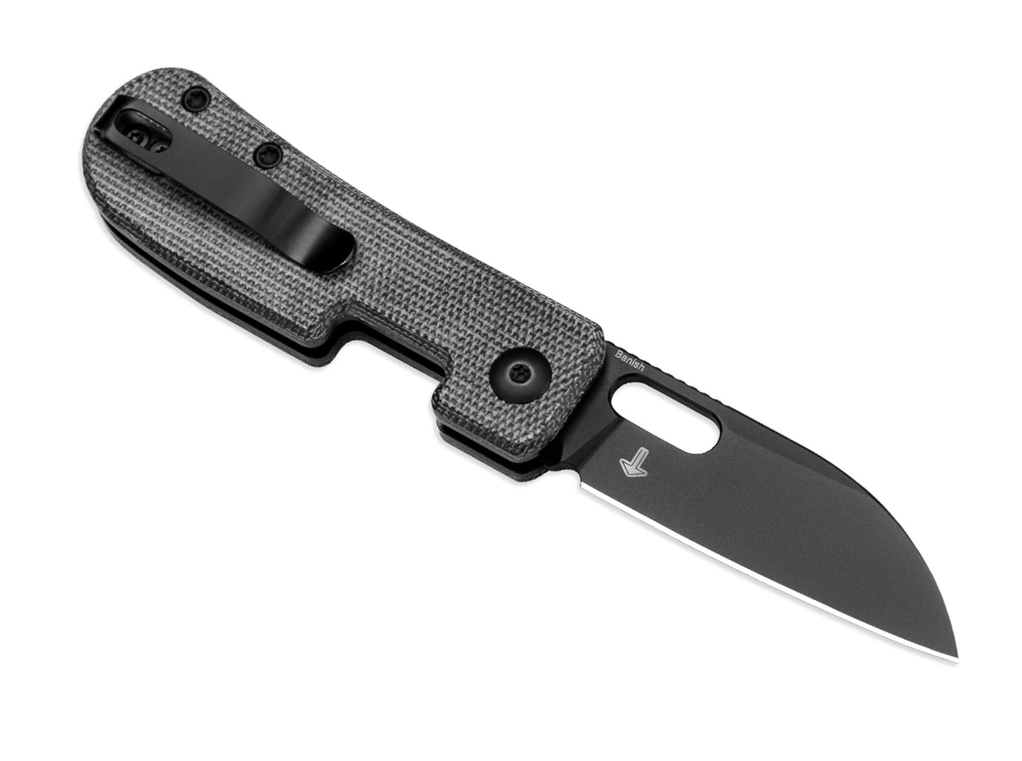 Briceag Banish Micarta All Black Kizer- Lama Sheepfoot, Mecanism Button Lock