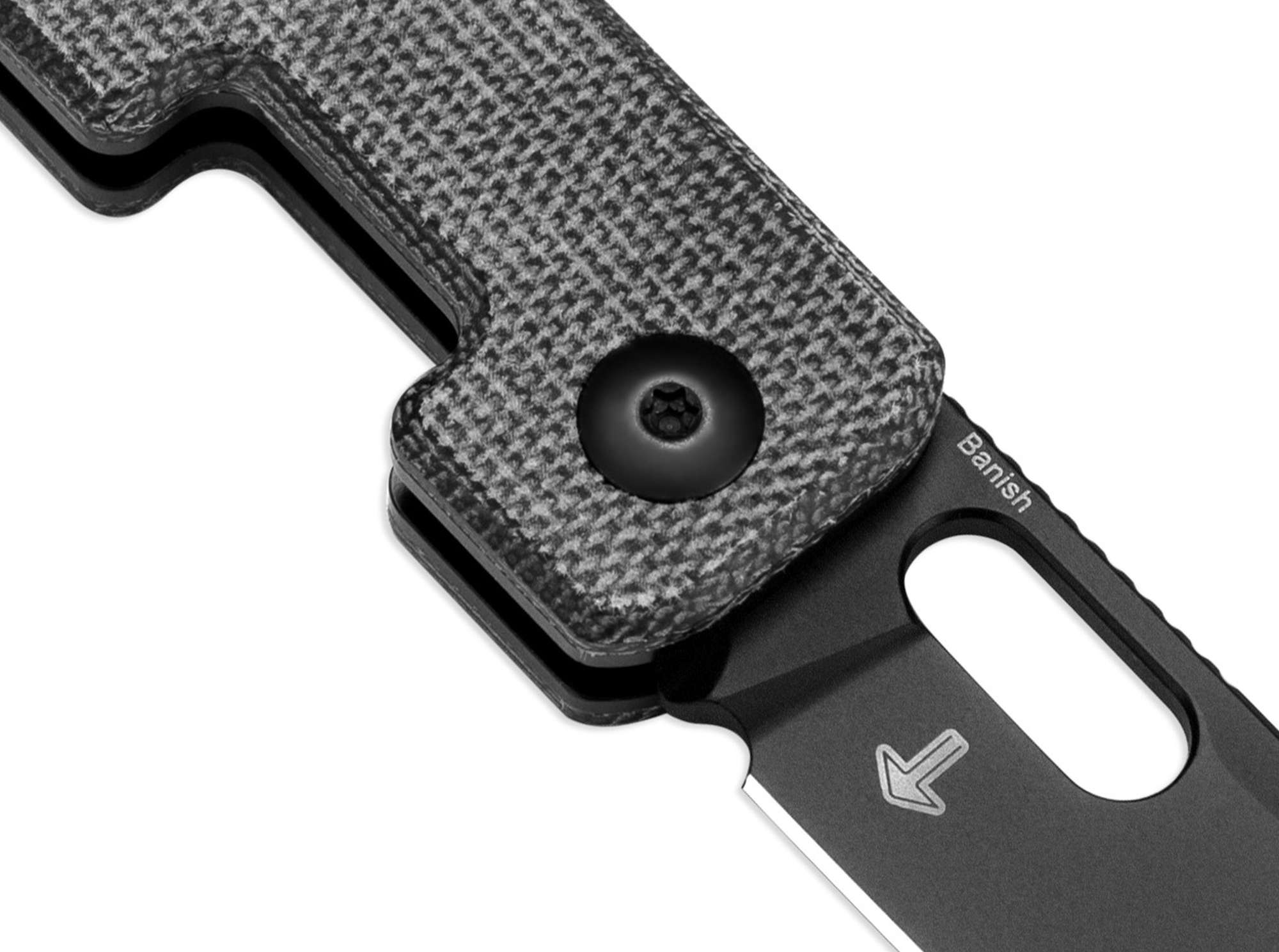 Briceag Banish Micarta All Black Kizer- Lama Sheepfoot, Mecanism Button Lock