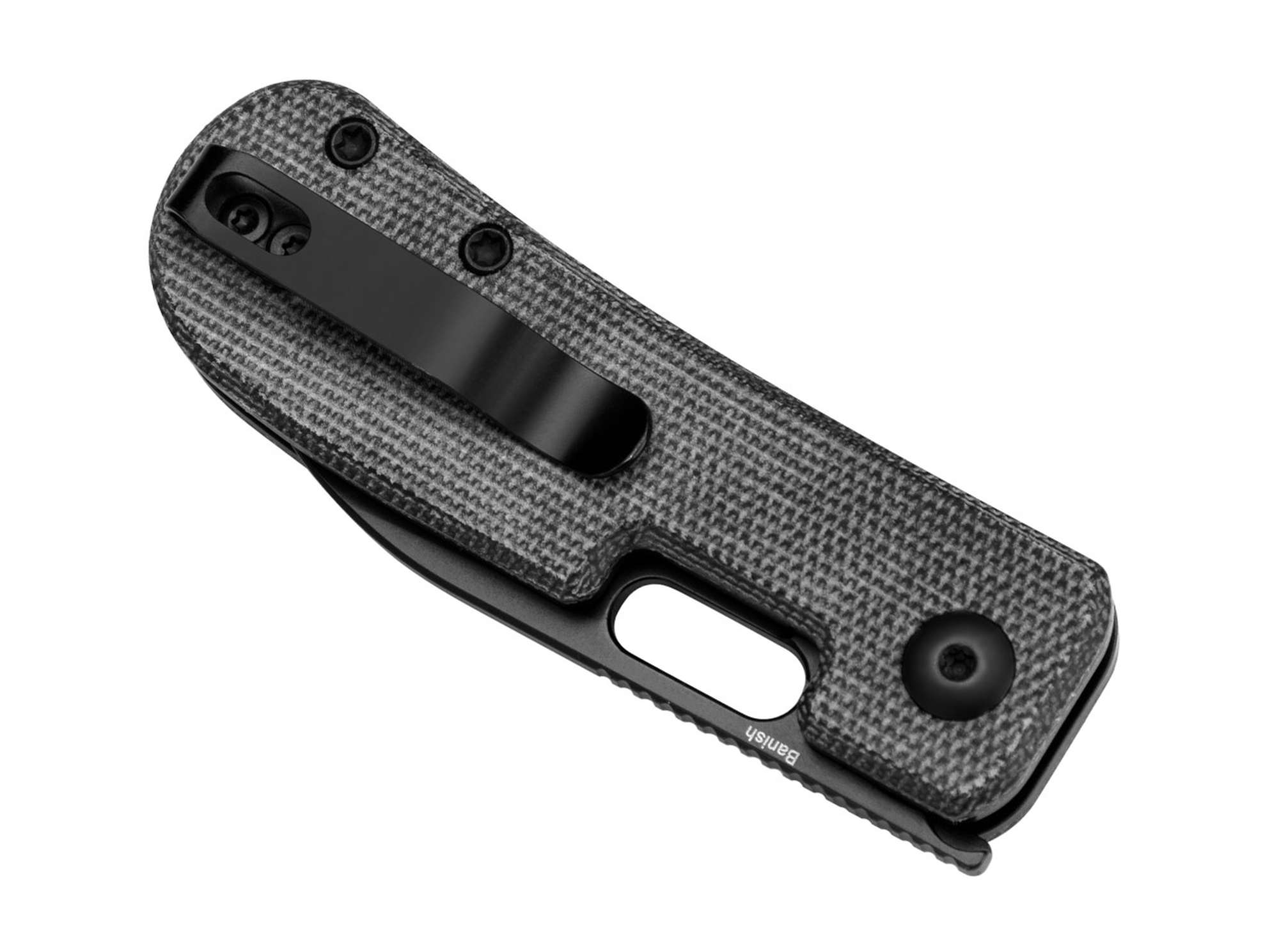 Briceag Banish Micarta All Black Kizer- Lama Sheepfoot, Mecanism Button Lock