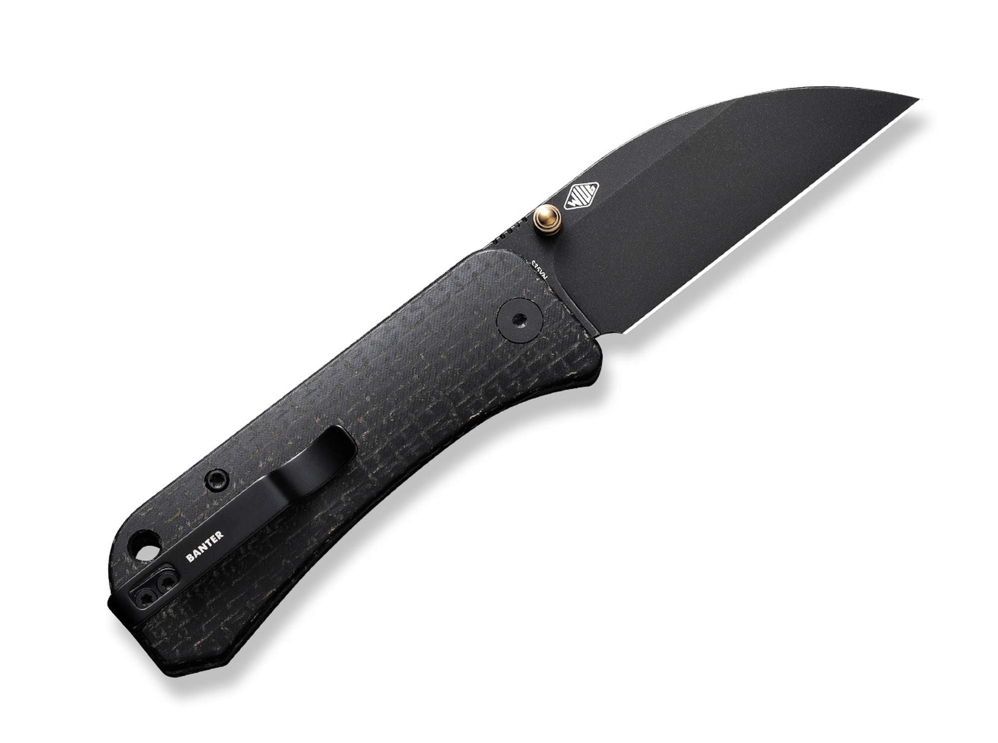 Briceag Banter Wharncliffe Burlap Micarta All Black WE Knife- Lama Wharncliffe, Design Negru