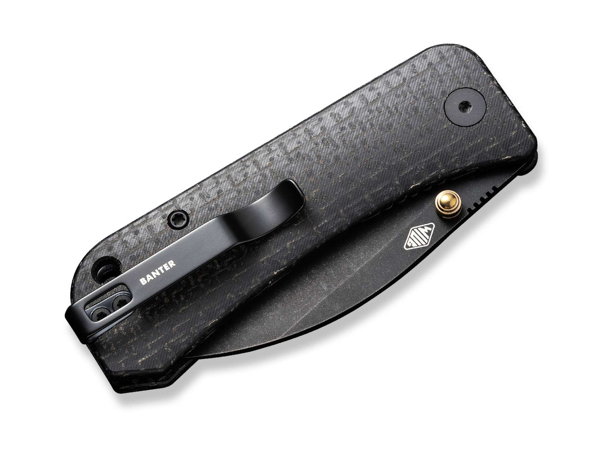 Briceag Banter Wharncliffe Burlap Micarta All Black WE Knife- Lama Wharncliffe, Design Negru