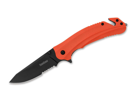 Briceag Barricade Serrated Orange GFN Kershaw- Lama Zimțată, Uneltă Salvare