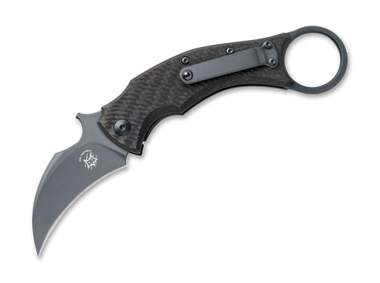 Briceag Blackbird Titanium Black Fox Knives- Lama Hawkbill ELMAX, Maner Fibra Carbon