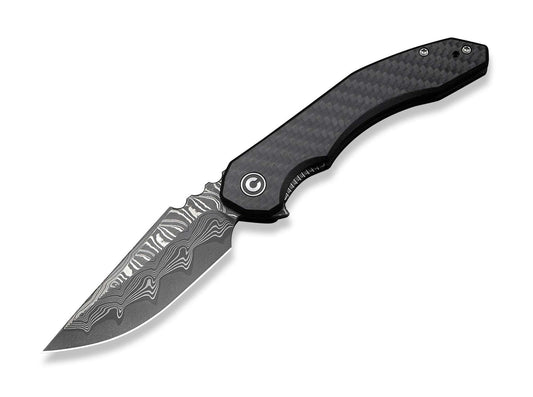 Briceag Bluetick Damascus Carbon & G10 CIVIVI- Lama Damasc, Maner Carbon & G10