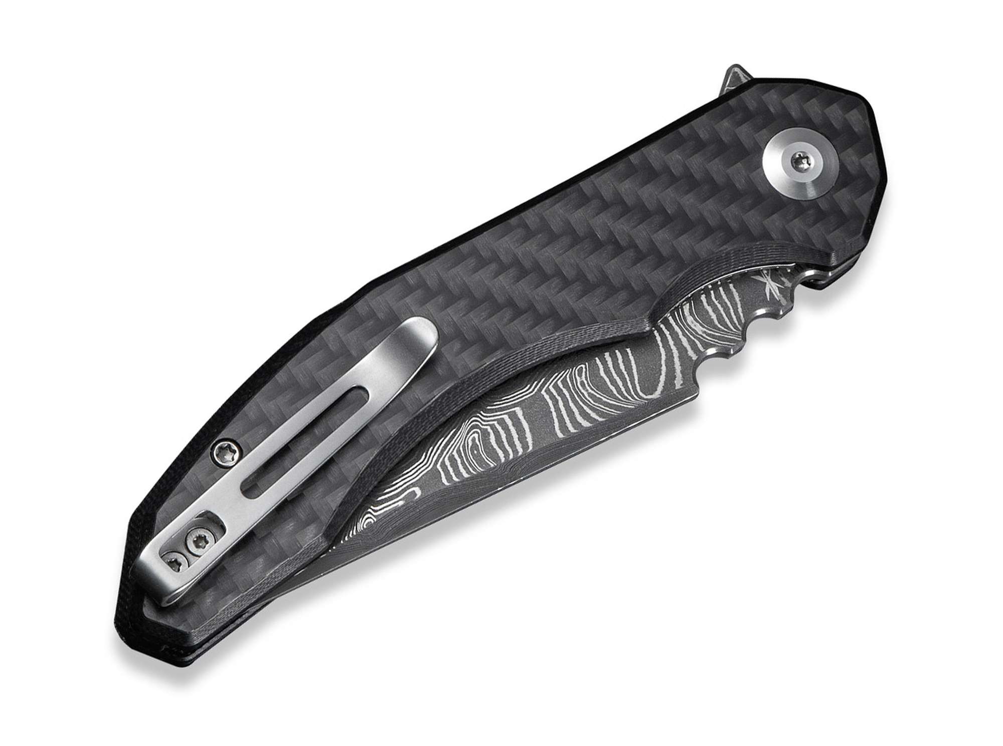 Briceag Bluetick Damascus Carbon & G10 CIVIVI- Lama Damasc, Maner Carbon & G10