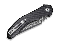Briceag Bluetick Damascus Carbon & G10 CIVIVI- Lama Damasc, Maner Carbon & G10