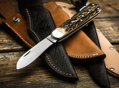 Briceag Böker Hunters Knife Mono CPM Böker- Lamă CPM-CruWear, Mâner Hirschhorn