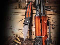 Briceag Böker Kalashnikov Bayonet Damascus- Lamă Damasc, Mânere Lemn Corn