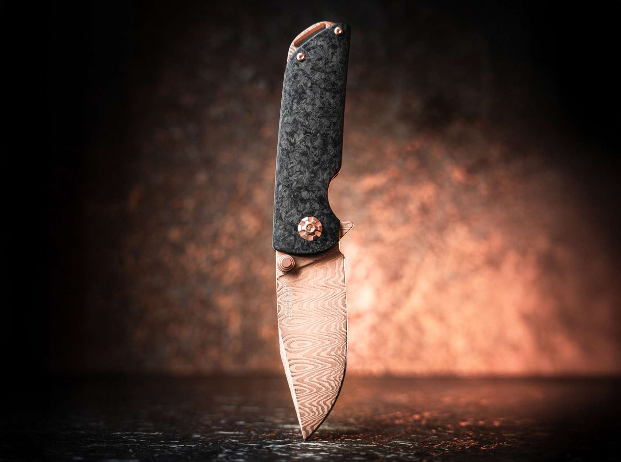 Briceag Böker M4 Sherman Damast Rose Gold- Lama Damasc, Editie Limitata