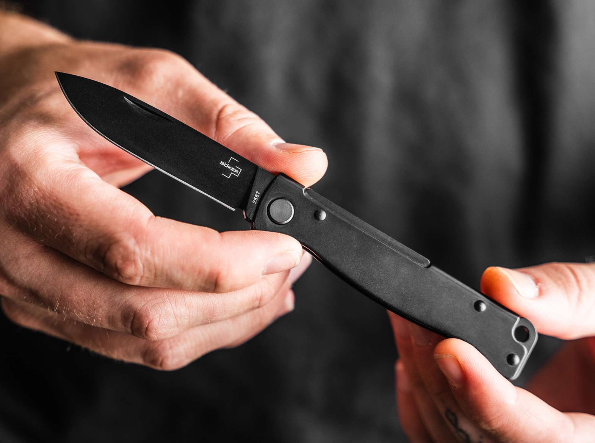 Briceag Böker Plus Atlas All Black Böker- Negru Complet, Slipjoint