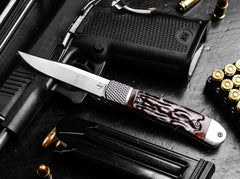 Briceag Böker Plus Hidden Release Trapper Appaloosa Bone