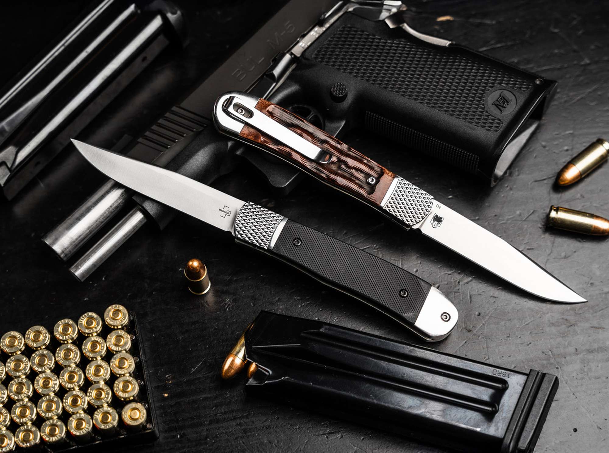 Briceag Böker Plus Hidden Release Trapper G10