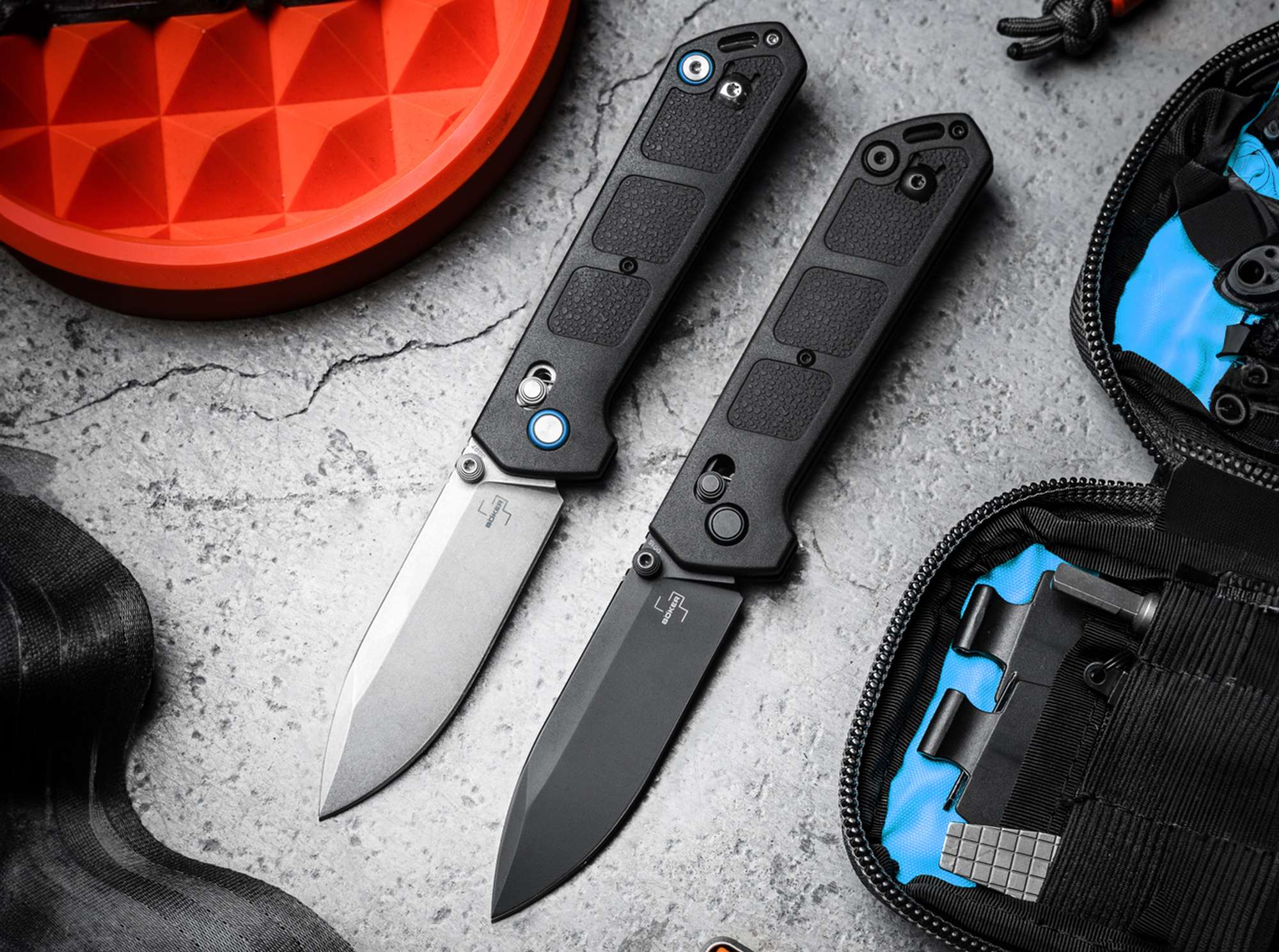 Briceag Böker Plus Kihon DC All Black Böker- Lamă D2 Black, Blocare Crossbar