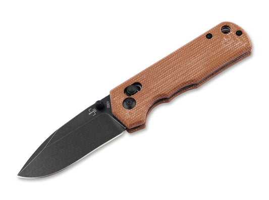 Briceag Böker Plus Rockstub Brown Micarta 2.0 – Cuțit EDC Compact 14C28N cu Crossbar Lock