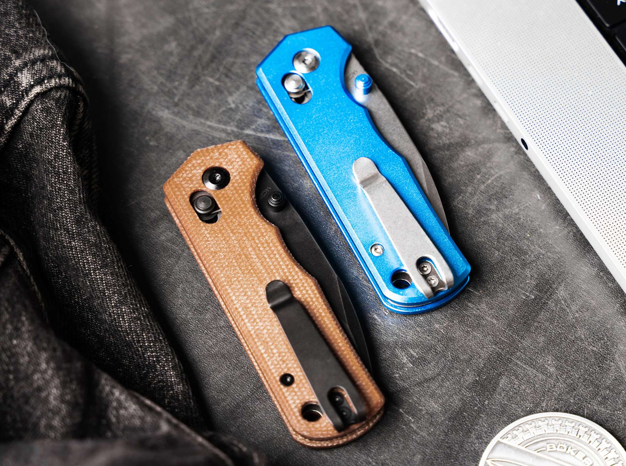 Briceag Böker Plus Rockstub Brown Micarta 2.0 – Cuțit EDC Compact 14C28N cu Crossbar Lock