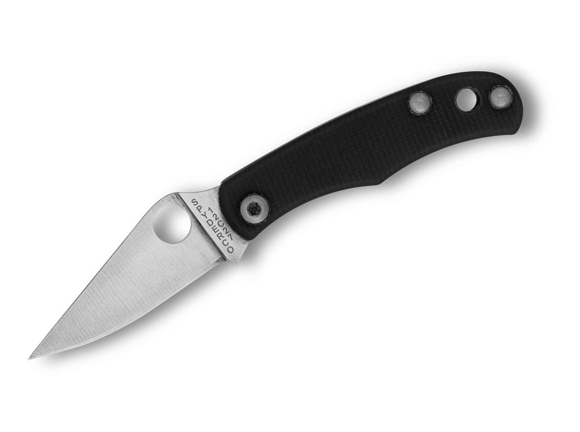 Briceag Bug G10 Black PlainEdge Spyderco- Maner G10 Antiderapant, Lama