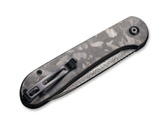Briceag Button Lock Elementum Damascus CF CIVIVI- Lama Damasc, Maner Fibra Carbon