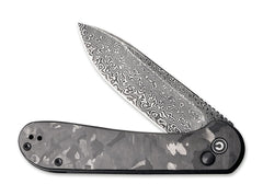 Briceag Button Lock Elementum Damascus CF CIVIVI- Lama Damasc, Maner Fibra Carbon