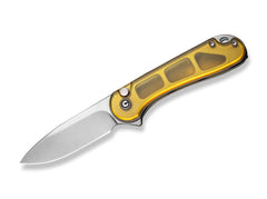 Briceag Button Lock Elementum II Ultem Amber CIVIVI- Lama Nitro-V, Maner Ultem Ambra