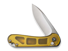 Briceag Button Lock Elementum II Ultem Amber CIVIVI- Lama Nitro-V, Maner Ultem Ambra