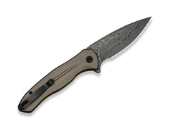 Briceag Button Lock Kitefin Damascus Brownish Grey Aluminum CIVIVI- Elegant, EDC