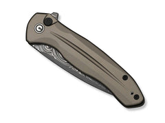 Briceag Button Lock Kitefin Damascus Brownish Grey Aluminum CIVIVI- Elegant, EDC