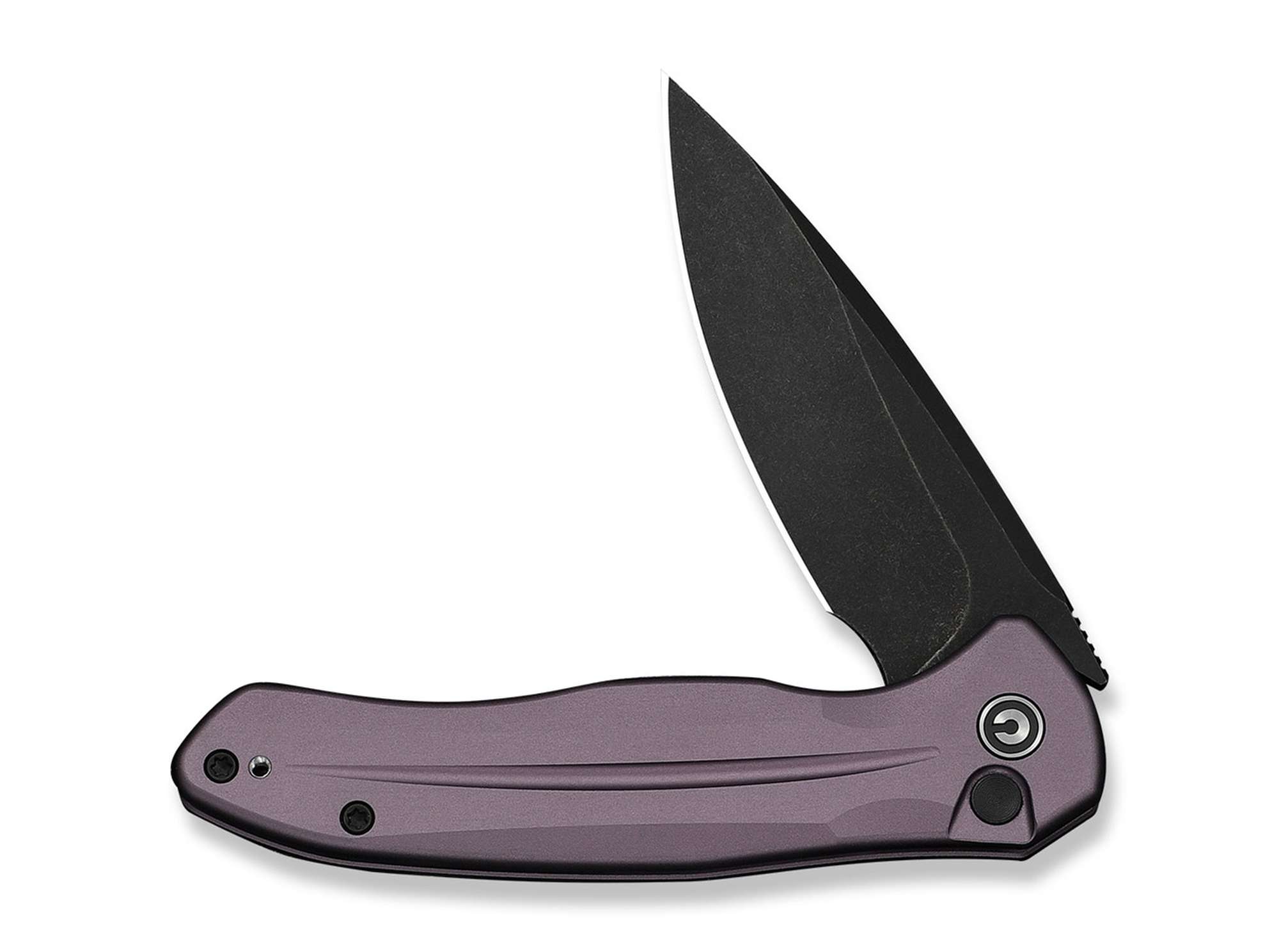 Briceag Button Lock Kitefin Purple Aluminum Black Stonewash CIVIVI- EDC, Fiabil