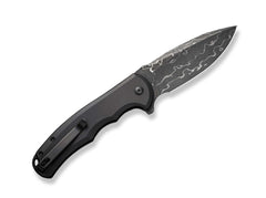 Briceag Button Lock Praxis Aluminum Black Damascus CIVIVI- Lama Damasc, Button Lock