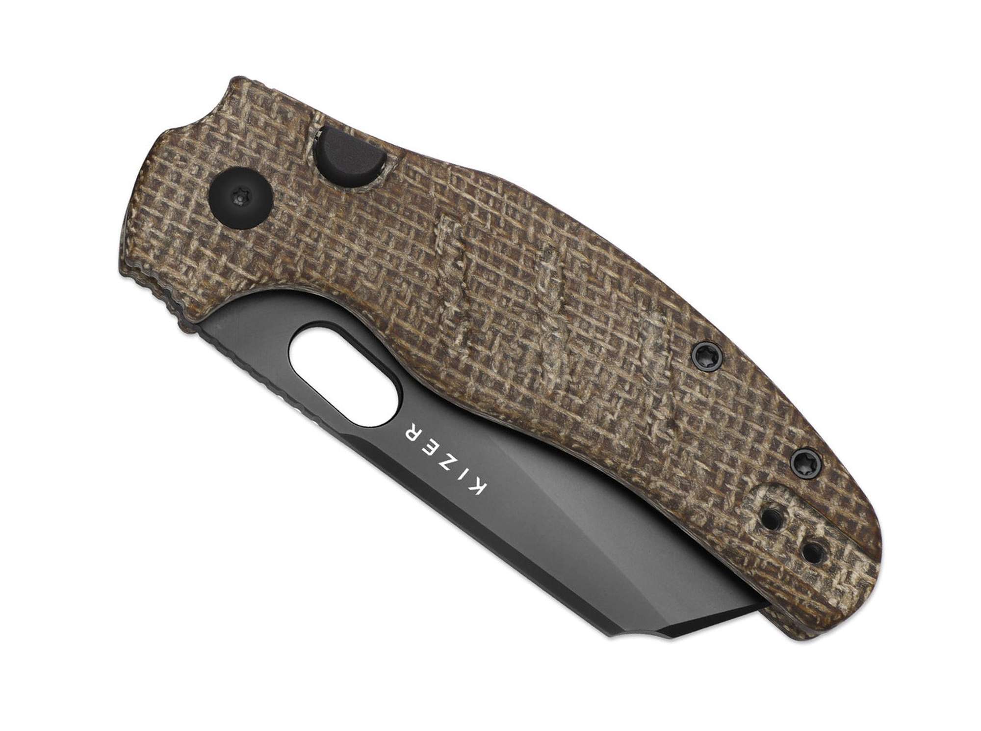 Briceag C01C 2.9 CD Elmax Brown Norplex UltreX Micarta DLC Kizer- Lamă ELMAX, Mâner Micarta