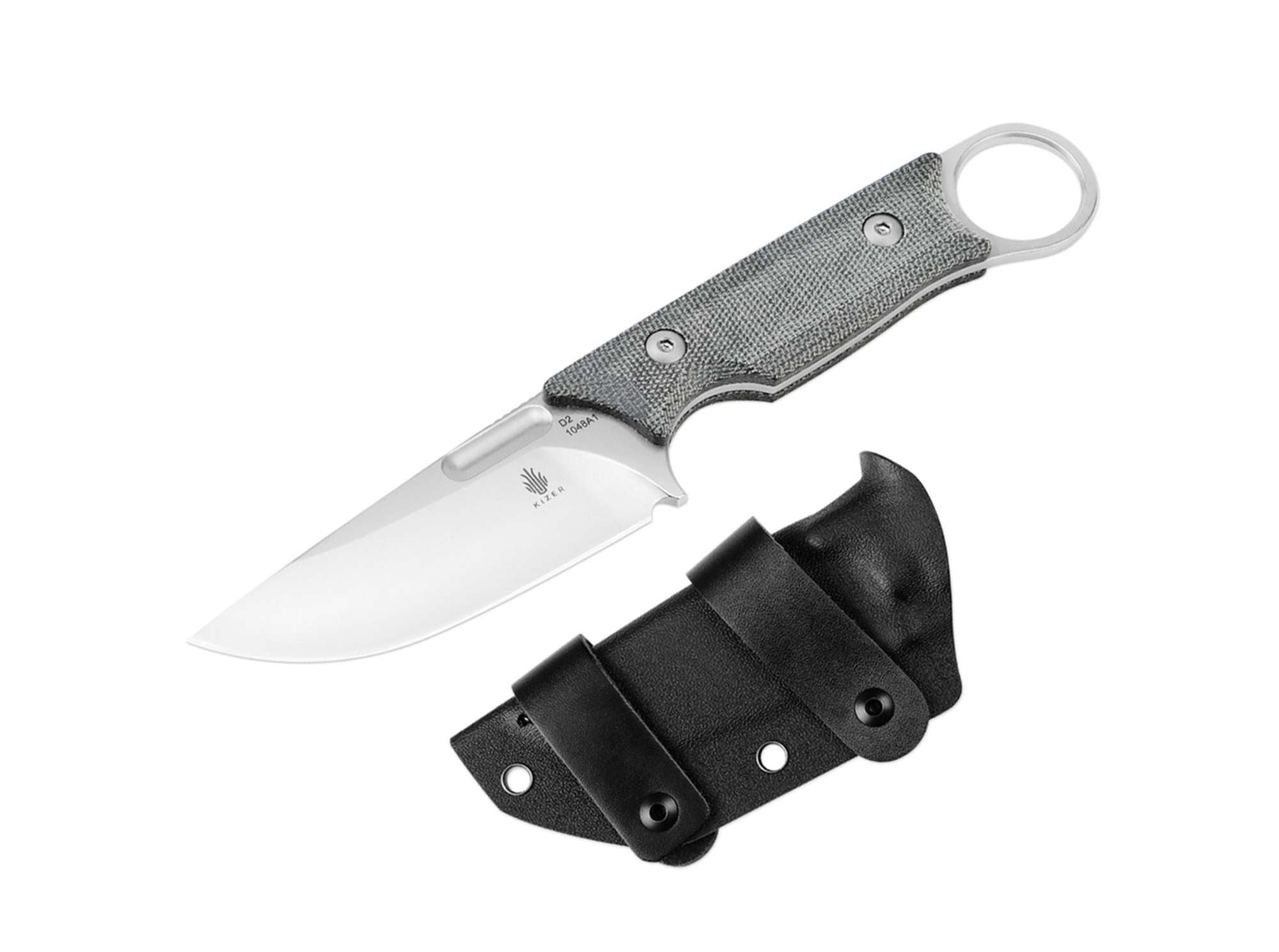Briceag Cabox Micarta Black Kizer- Lama D2 Droppoint, Maner Micarta ergonomic
