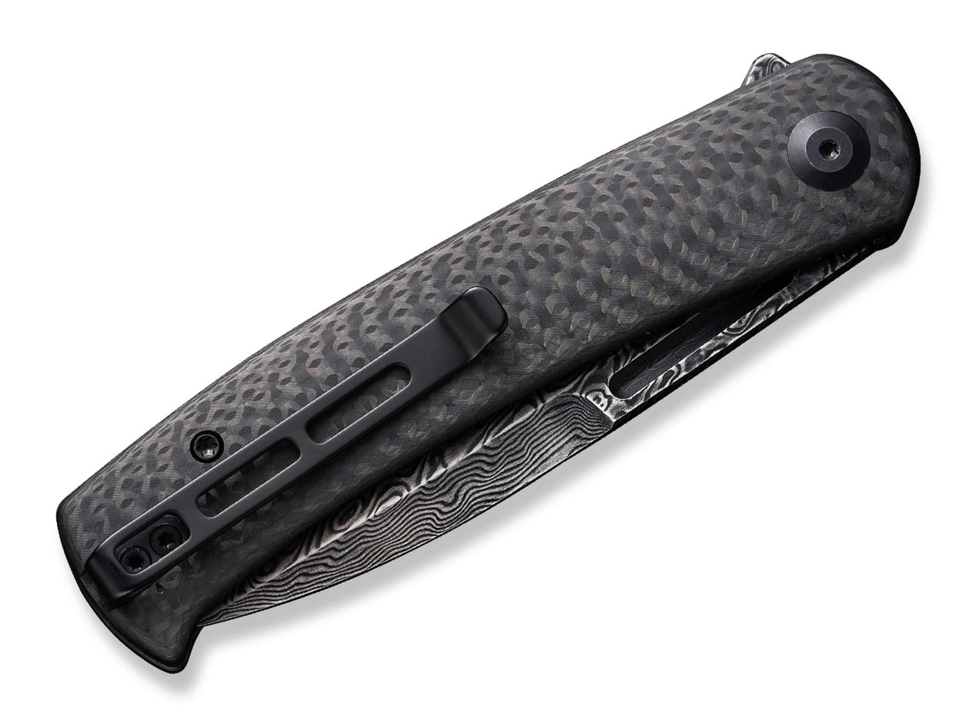 Briceag Caetus CF Damascus CIVIVI- Lama Damasc, Maner Fibra de Carbon
