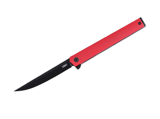 Briceag CEO Flipper Red Black Blade CRKT- Lama AUS-8 Neagră, Maner GRN Roșu