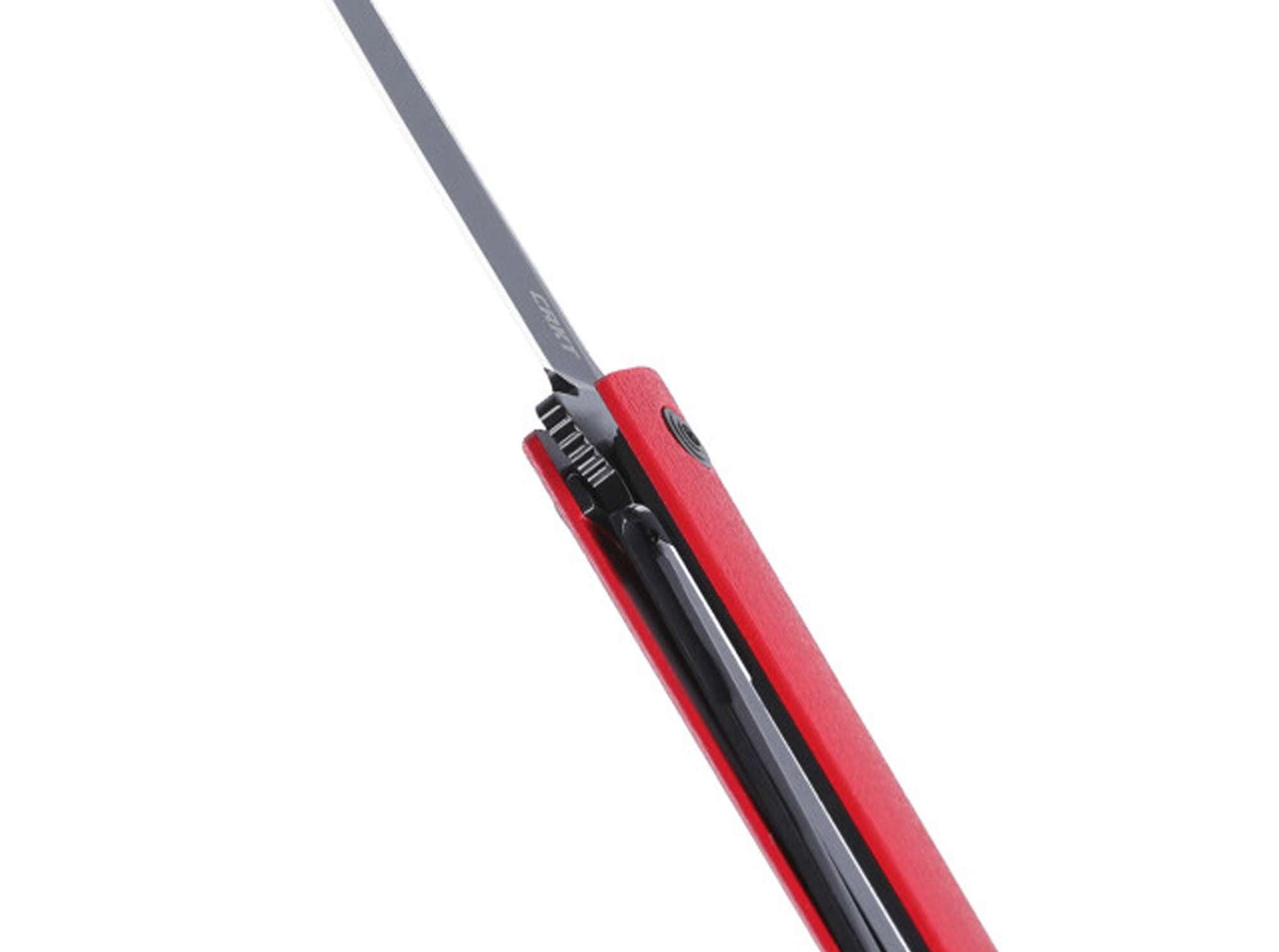 Briceag CEO Flipper Red Black Blade CRKT- Lama AUS-8 Neagră, Maner GRN Roșu