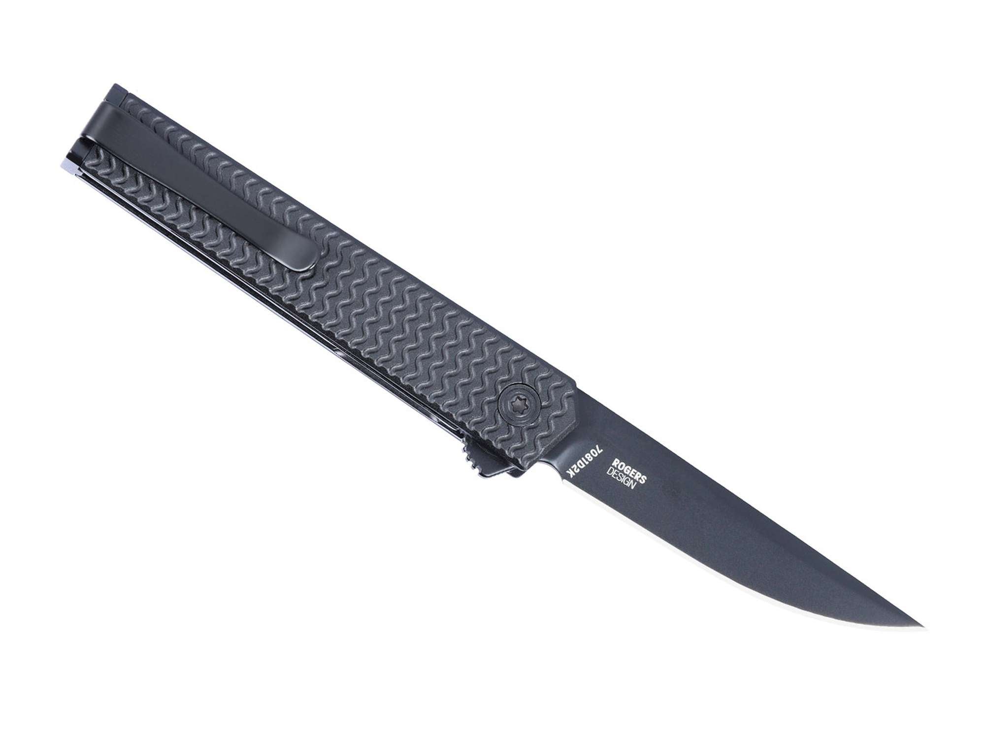 Briceag CEO Microflipper D2 Aluminum All Black CRKT- Design Slim, Lama D2