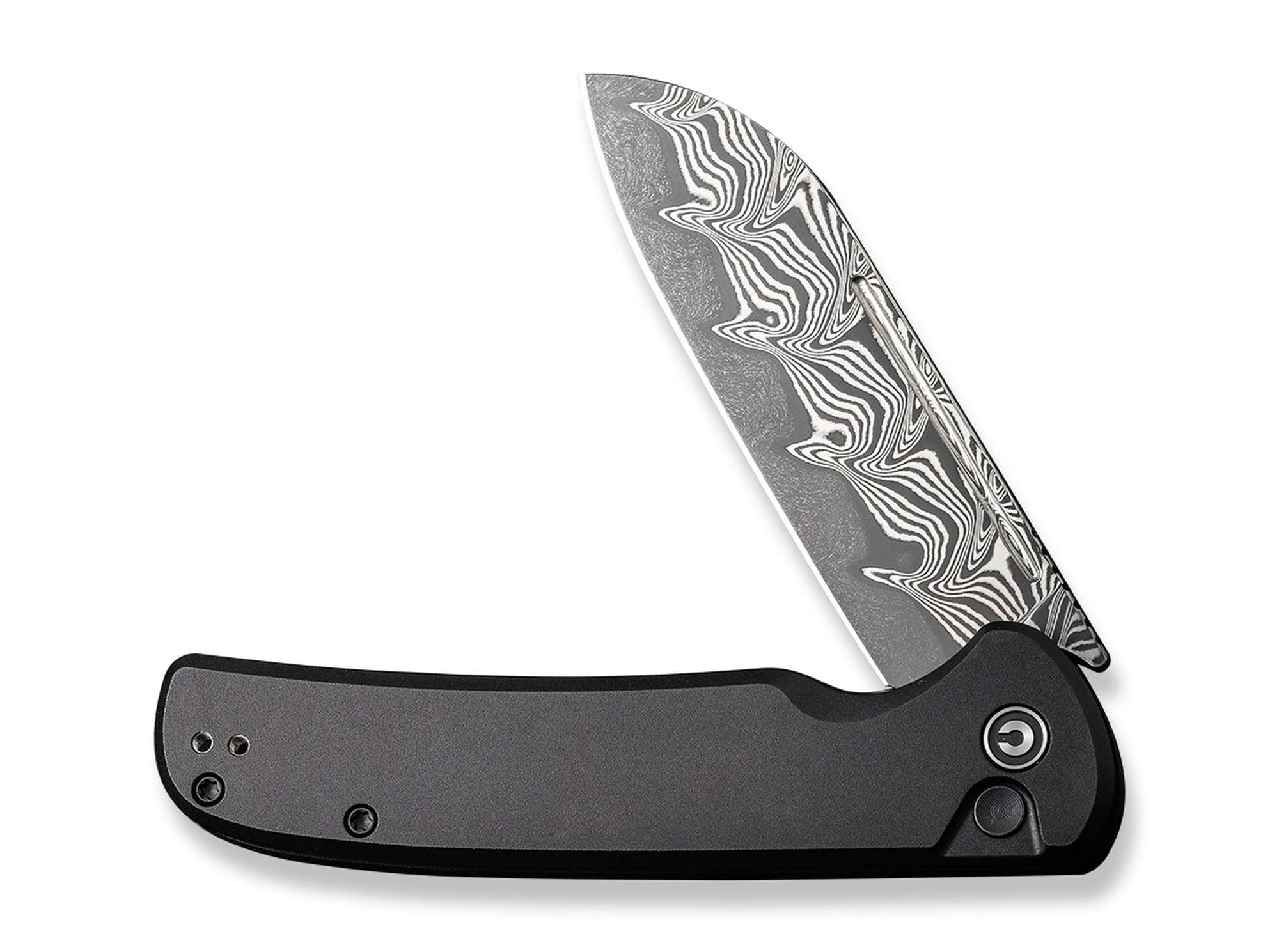 Briceag Chevalier II Aluminum Black Damascus CIVIVI- Lama Damascus, Utilizare EDC