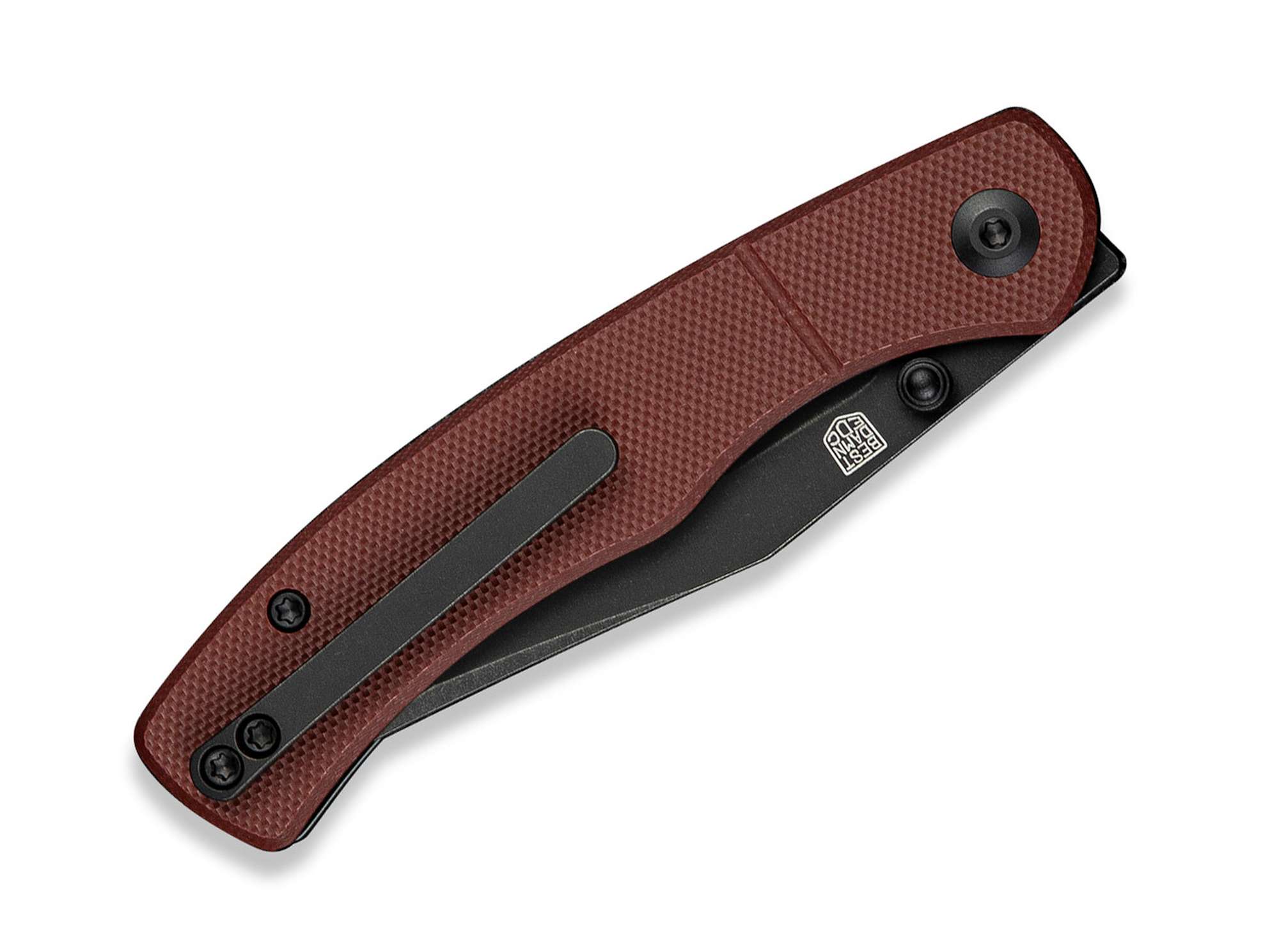 Briceag Clingman Nitro-V G10 Burgundy Black Stonewash CIVIVI- EDC, Grip Sigur