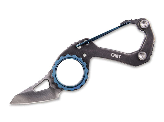 Briceag Compano Sheepfoot CRKT- Funcție Carabiner, Maner Oțel Stonewash