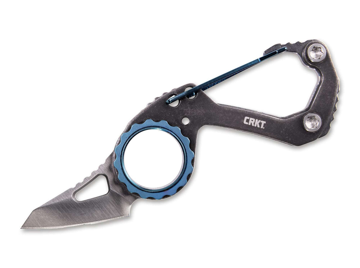 Briceag Compano Sheepfoot CRKT- Funcție Carabiner, Maner Oțel Stonewash