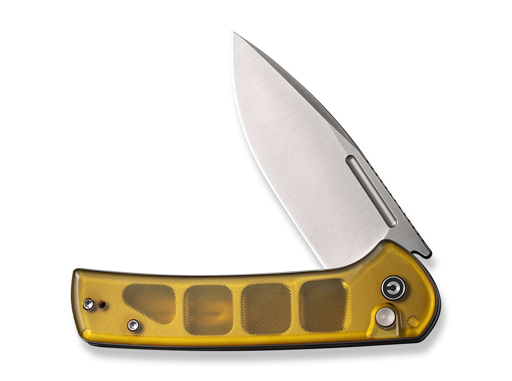 Briceag Conspirator Button Lock Ultem Amber CIVIVI- Lama Nitro-V, Utilizare EDC