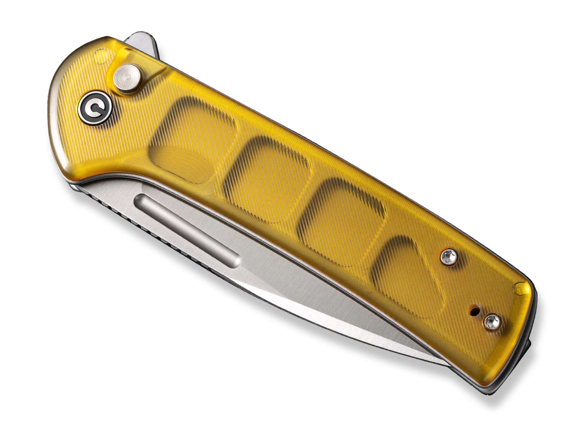 Briceag Conspirator Button Lock Ultem Amber CIVIVI- Lama Nitro-V, Utilizare EDC