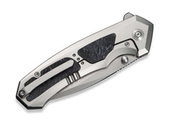 Briceag Corwyn M390 Gray Ti Black & Pink CF WE Knife- Lama M390, Deschidere Fluida
