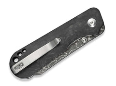 Briceag Crabby Damascus Shredded CF CIVIVI- Lama Damasc, Maner Fibra Carbon